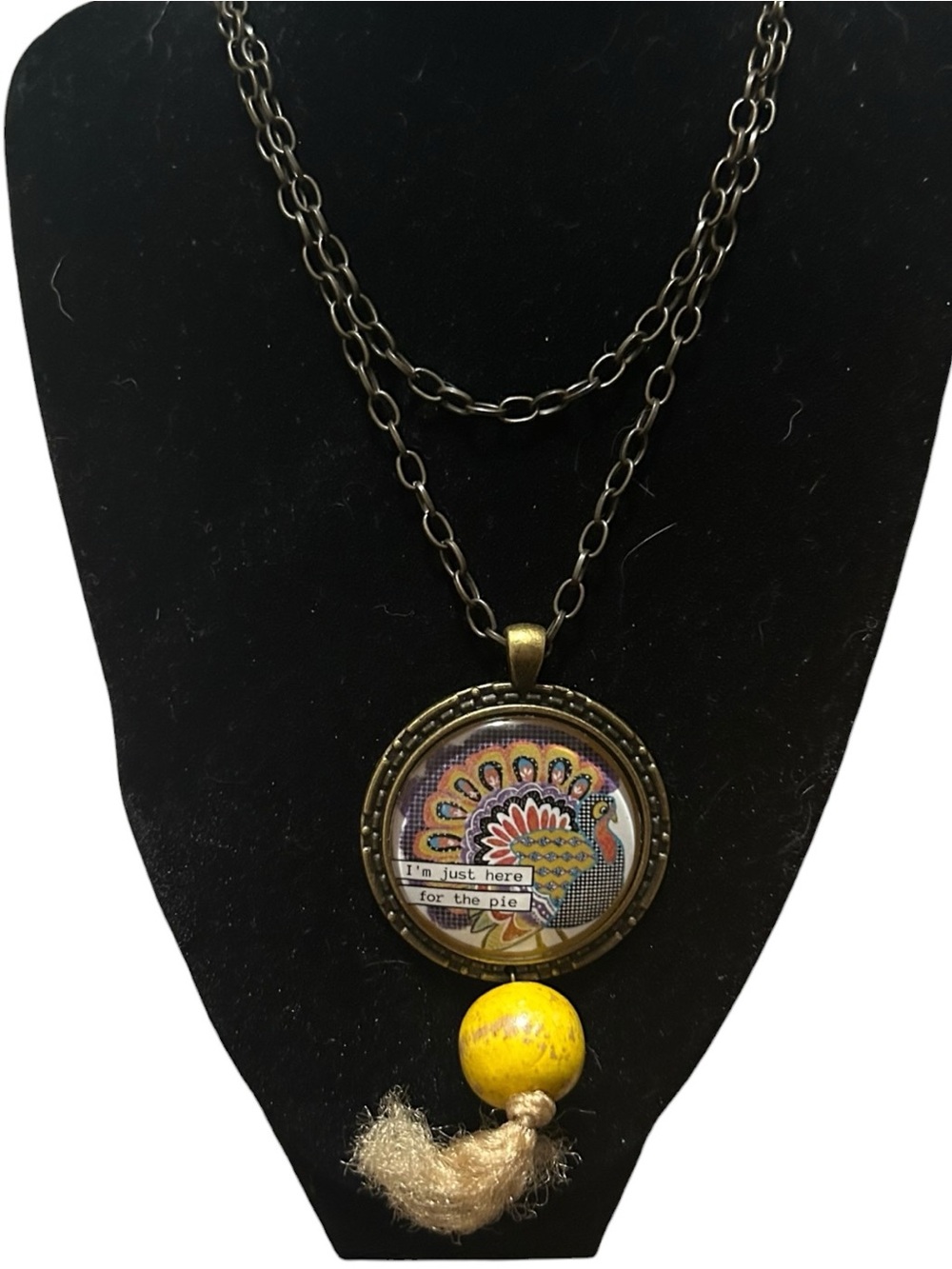 Plunder Bronze Pendant Necklace with Yellow Bead — Women's Jewelry
